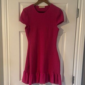 Michael Kors Hot Pink Textured Short Sleeve Dress